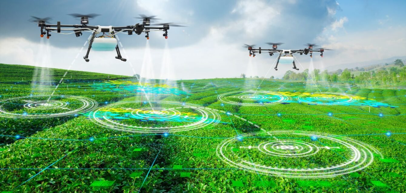 Drone spraying crops over rice paddy - How to Integrate Technology with Traditional Farming