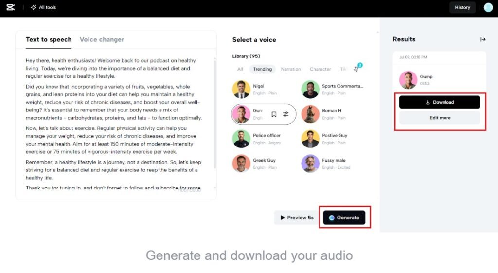 Make Your Tutorials 10x More Engaging with Free Audio Narration 5 Generate and download your audio