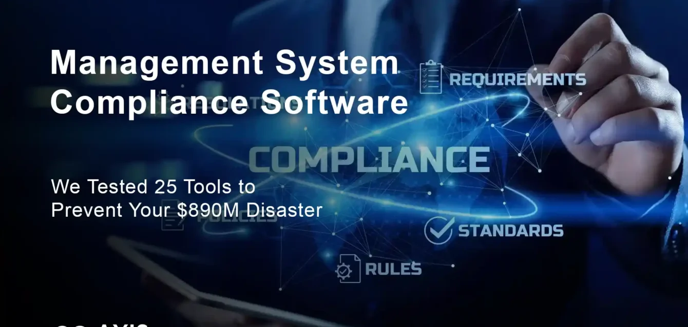 Management system compliance software comparison matrix showing 10 platforms with pricing and features