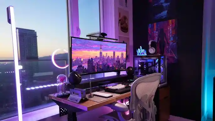 Work from home desk setup small space