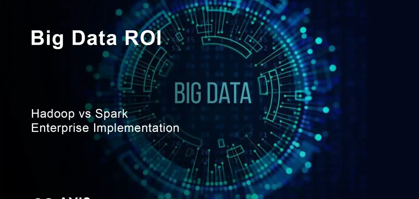 Big data ROI comparison showing Hadoop 280% and Spark 420% returns over 3 years