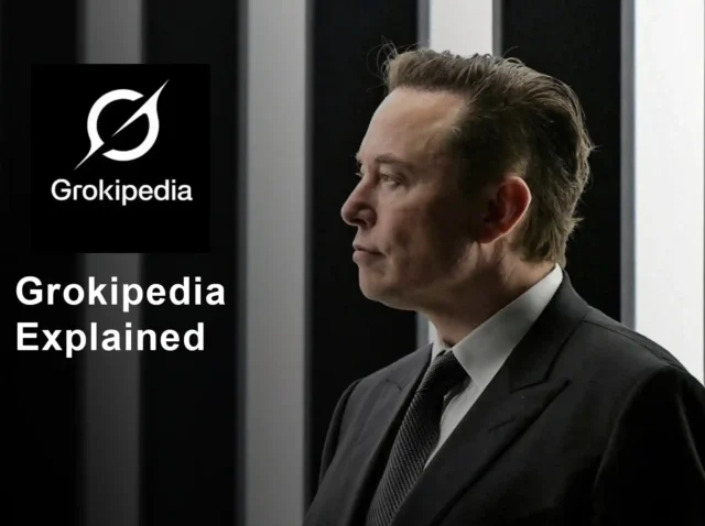 grokipedia-elon-musk-wikipedia-alternative-2025 Grokipedia vs Wikipedia comparison chart showing 885,279 vs 7 million articles