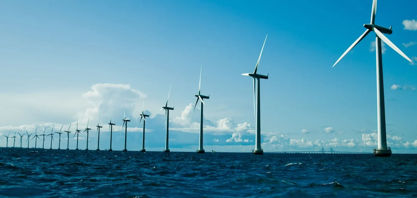 Offshore Wind Technology 2026 Massive 18MW offshore wind turbines with floating platforms in deep water installation, representing 2026 technology advancement
