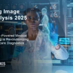 Diag image technology workflow showing AI analysis of medical images with diagnostic accuracy improvements