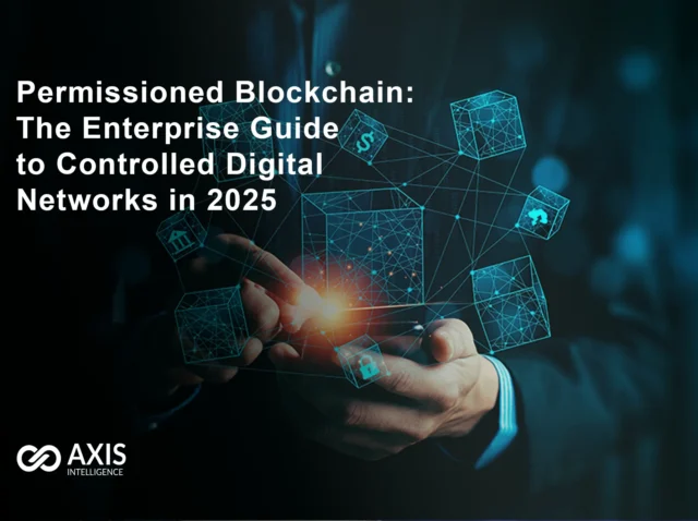 Permissioned blockchain network architecture diagram showing enterprise access controls