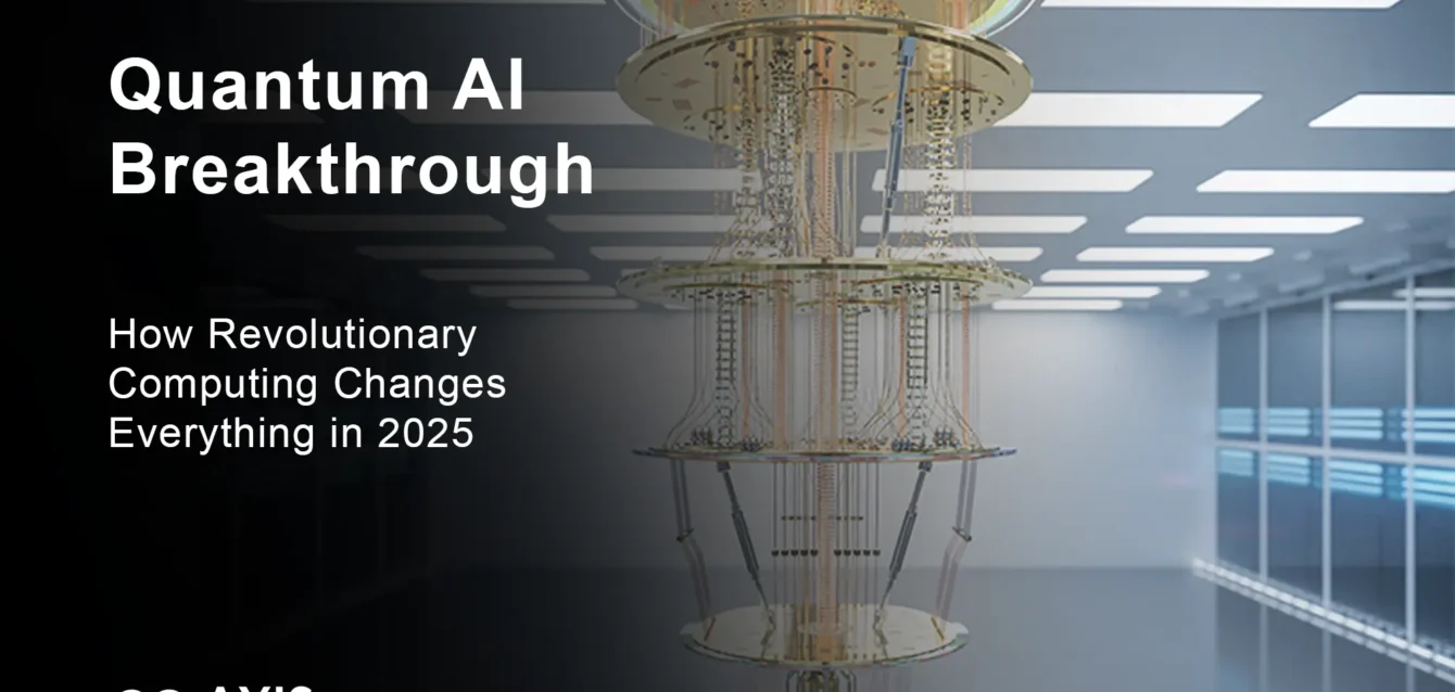 Quantum AI workflow showing data encoding, quantum processing, and classical output