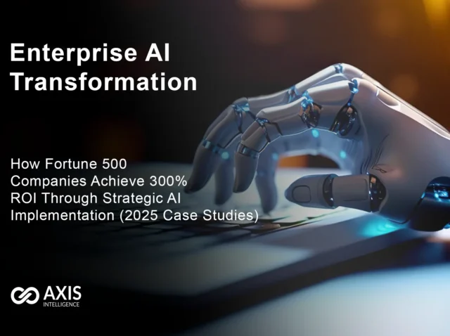 Enterprise AI transformation guide showing Fortune 500 companies achieve 300% ROI through strategic implementation