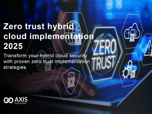 Zero trust hybrid cloud implementation 2025 architecture showing identity verification, micro-segmentation, and continuous monitoring across on-premises and cloud environments