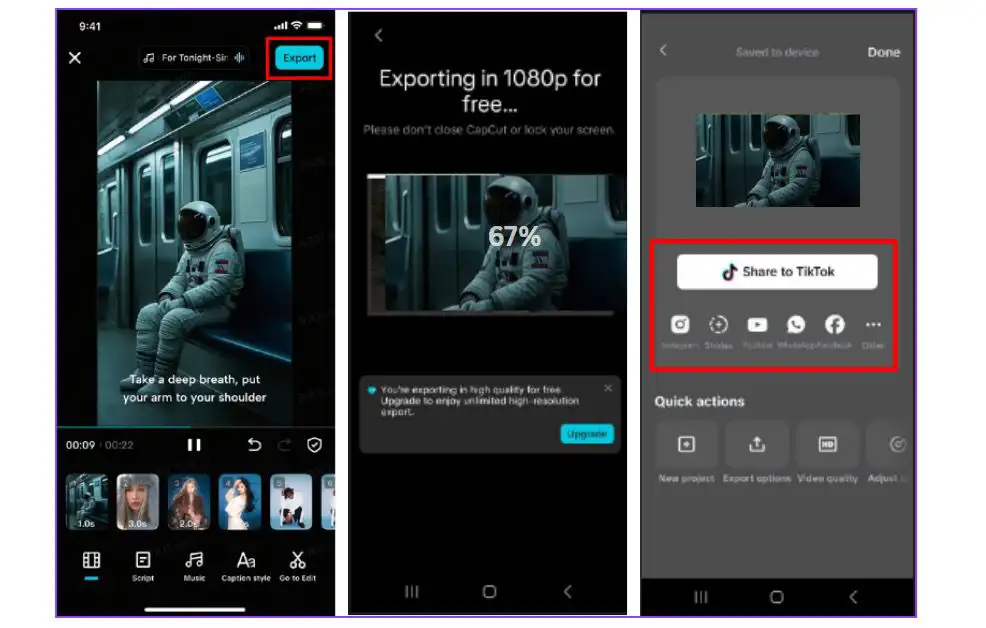 Export and share