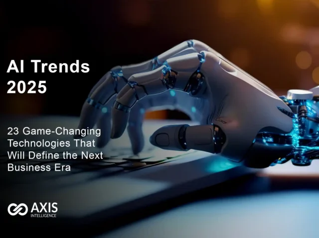 Comprehensive infographic showing 23 AI trends 2025 transforming business operations with ROI data and implementation timelines
