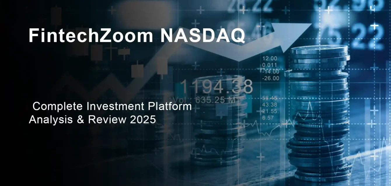 FintechZoom.com NASDAQ dashboard interface with real-time charts and market data
