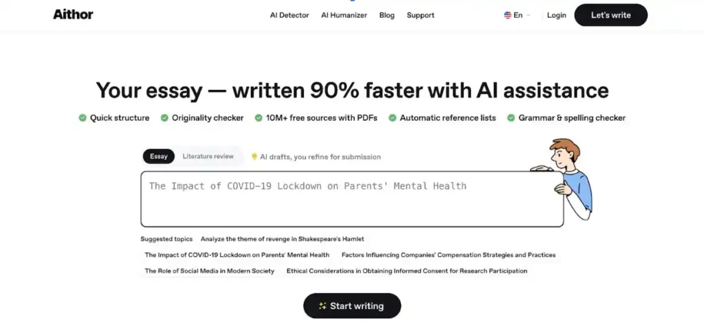 5 Best AI Tools Every College Student Should Try in 2025 3 Aithor – Guided Writing with AI Support
