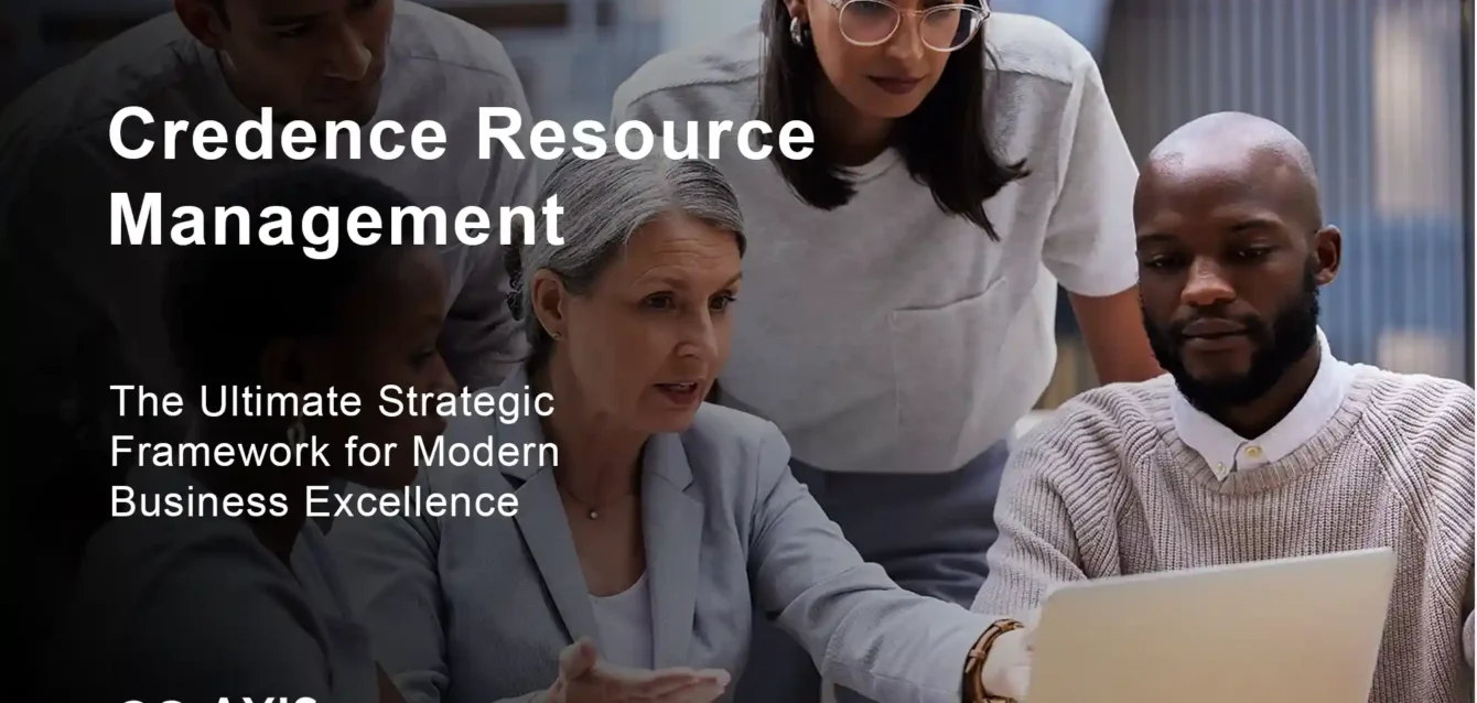 Credence Resource Management framework diagram showing integration of stakeholder trust building with operational excellence for business success