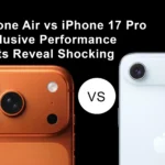 iPhone Air vs iPhone 17 Pro side by side comparison showing thickness and design differences