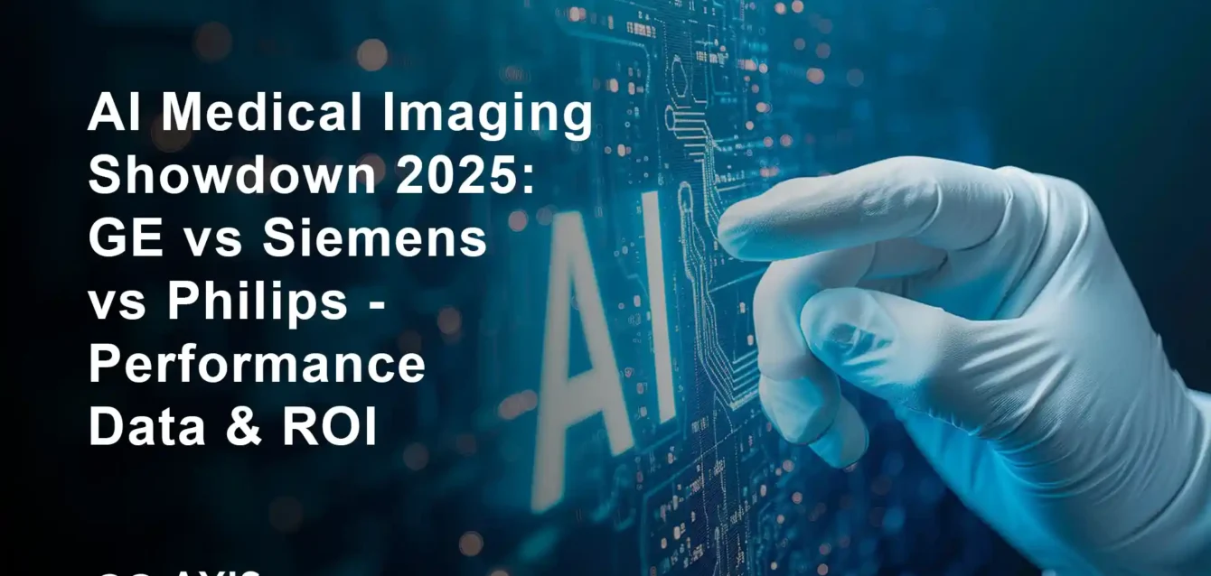 AI medical imaging comparison showing GE Healthcare Siemens Healthineers and Philips diagnostic equipment with performance metrics 2025