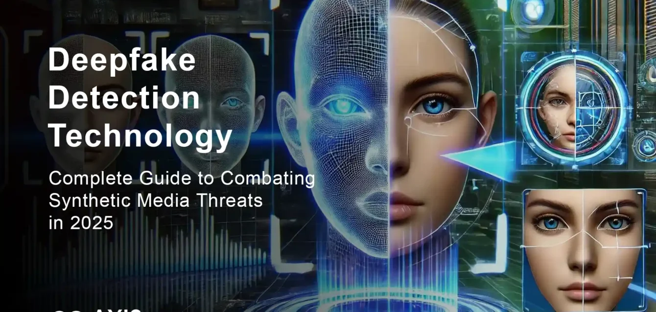 Deepfake Detection Technology Deepfake detection dashboard displaying real-time analysis of synthetic media with CNN neural network visualization and threat alerts for enterprise security