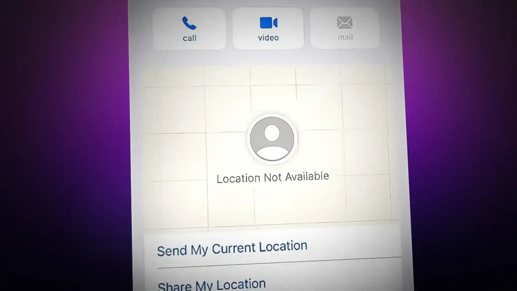 Find My app interface displaying location sharing options on iPhone