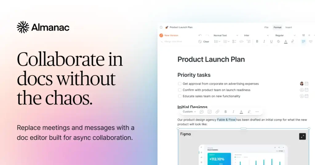 Almanac – Async-First Collaboration Documents Note Taking apps 2026