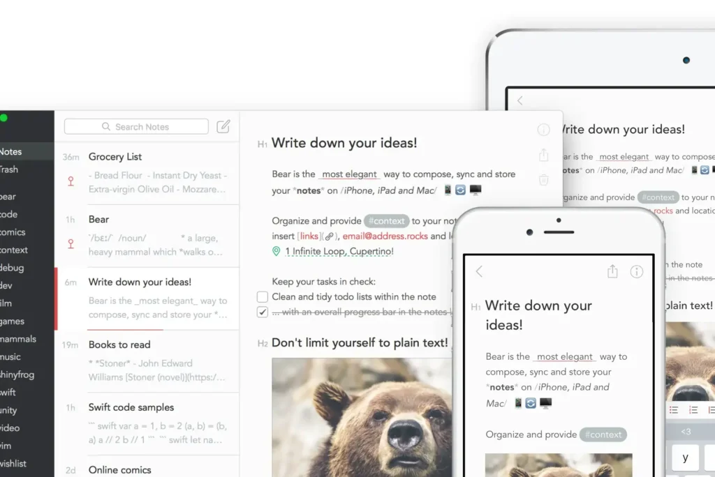 Note taking apps 2026 Bear