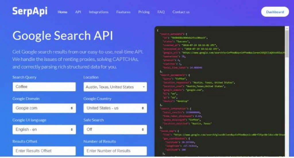 SerpAPI best api search company's homepage 2026