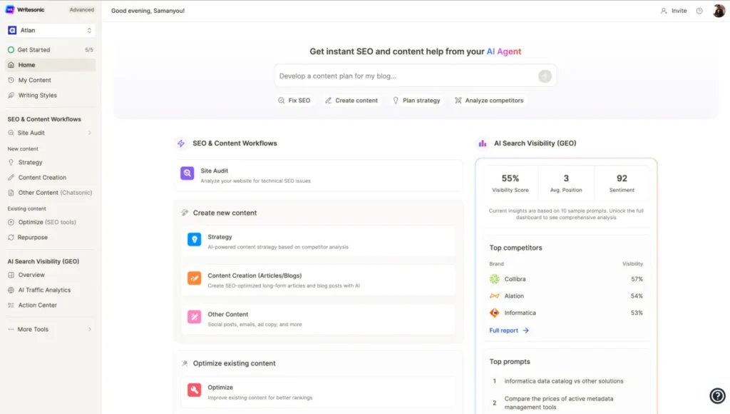 Writesonic Best AI Content Creation Tools 2026