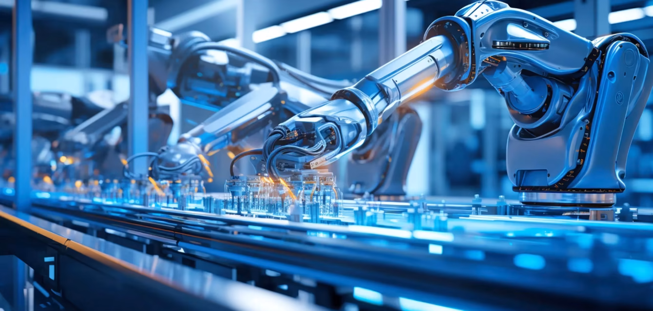 ai-in-manufacturing-statistics AI in manufacturing statistics 2026 — robot arm on production line Global industrial robot installations and AI adoption in manufacturing 2026