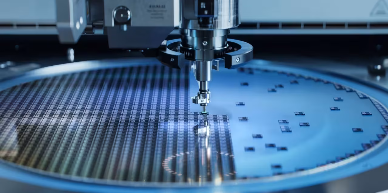 semiconductor-manufacturing-statistics Semiconductor manufacturing statistics 2026 chart showing global fab equipment spending of 5.9 billion and 300mm wafer capacity growth Leading-edge intensity ratio chart: share of global 300mm wafer fab capacity at 7nm and below, 2024 to 2028