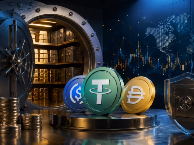 stablecoin-treasury-holdings-statistics Stablecoin treasury holdings 2026 chart showing Tether and Circle held 1.63 billion in US Treasury-linked reserves as of June 30, 2026 Direct Bill Transmission Ratio comparison: Tether 81.78% versus Circle 13.96% of Treasury exposure held as direct securities rather than repo