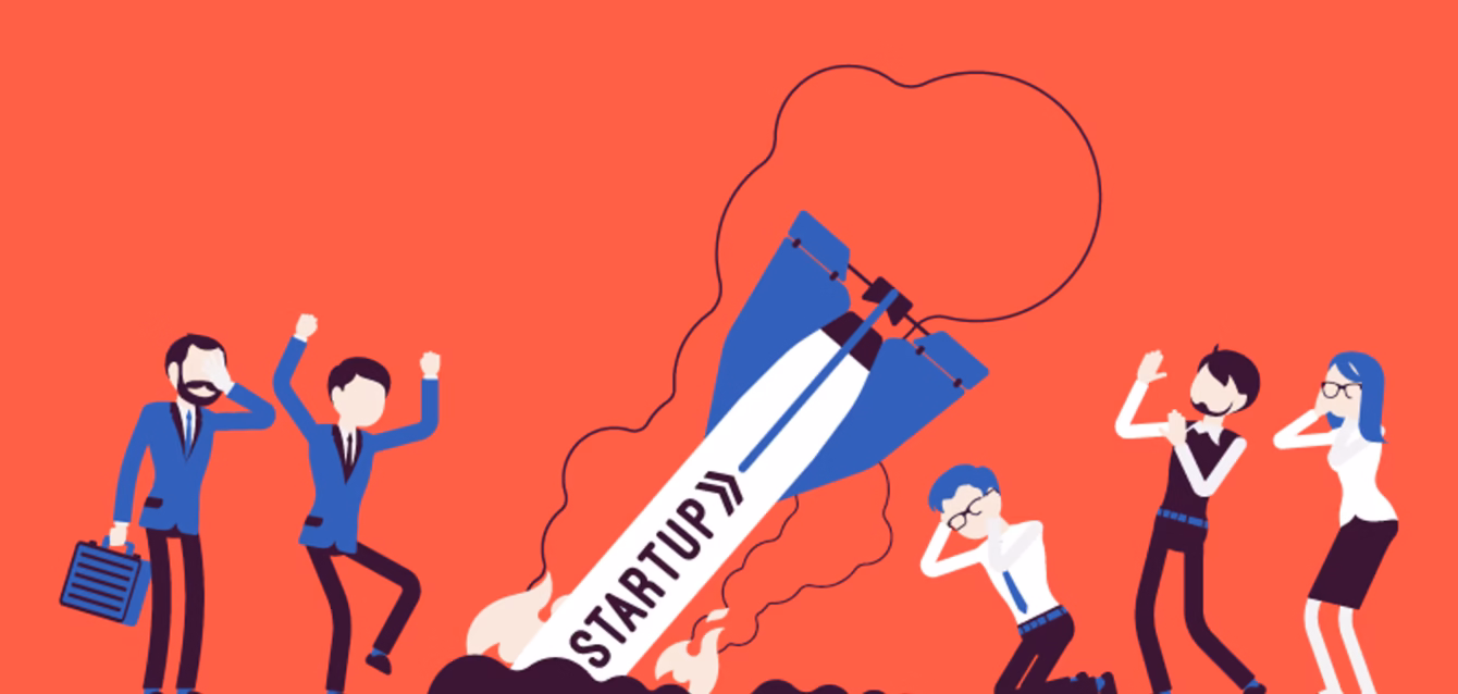 startup-failure-rate-statistics Startup failure rate statistics 2026 chart showing 22.1 percent first-year and 48.6 percent five-year US business failure rates Startup survival rate by year comparing Information sector cohorts against the all-industry baseline using BLS data through March 2025