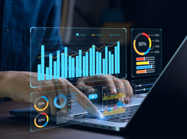 data-analytics-statistics Data analytics statistics 2026 chart showing 39.85% of EU enterprises using data analytics Axis Data Conversion Index comparing analytics, BI and AI adoption for large vs average enterprises