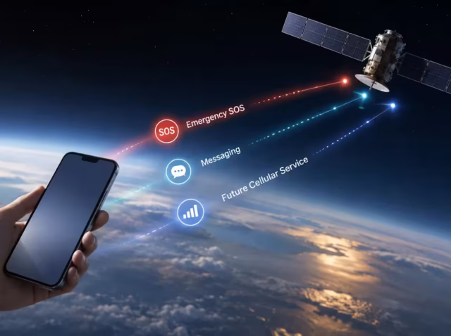 direct-to-cell-satellite-statistics Direct-to-cell satellite statistics 2026 chart ranking five operator networks by readiness score Satellite to phone service comparison showing Starlink, Tiantong, Apple-Globalstar, AST SpaceMobile and Amazon Leo readiness scores