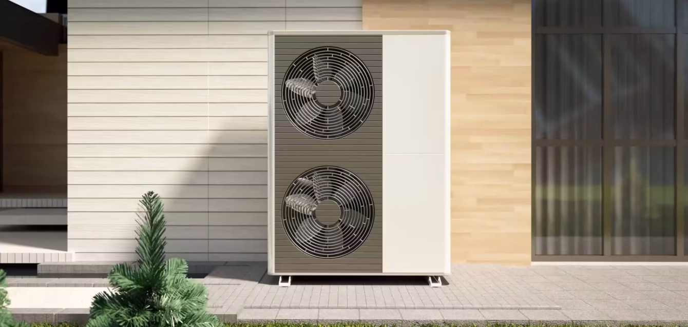 heat-pump-statistics Heat pump statistics 2026 chart showing global sales and Germany heat pump replacement ratio Outdoor air-source heat pump units with 2026 heat pump sales and market share data overlay