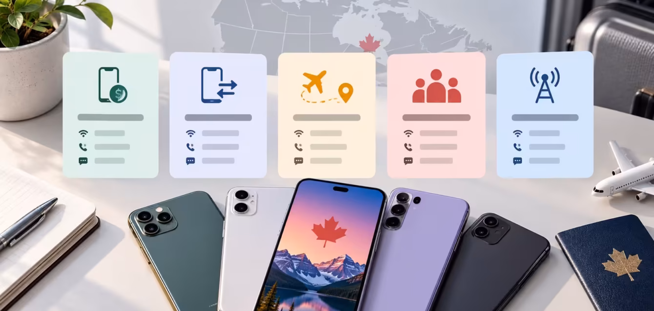 cell-phone-plan-cost-canada Cell phone plan cost in Canada 2026 comparing Bell and Rogers with flanker brands Lucky Mobile, chatr and Public Mobile Canadian phone plans from to a month showing the share of Big Three prices tied to bundle and AutoPay credits Cell Phone Plan Cost Canada 2026
