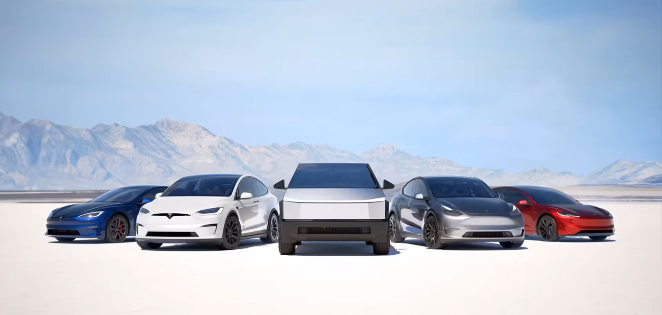 tesla-cost-of-ownership Tesla cost of ownership 2026 chart showing five-year cost by trim for Model 3 and Model Y Tesla depreciation from 176 Certified Pre-Owned listings: Model 3 keeps 56.4% and Model Y 57.1% after five years